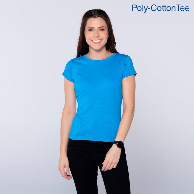Women’s Crew Neck Short Sleeve Silhouette T-Shirt (Heather Turquoise)