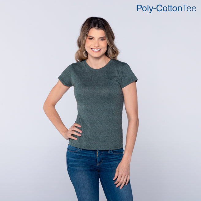Women’s Crew Neck Short Sleeve Silhouette T-Shirt (Heather Forest Green)