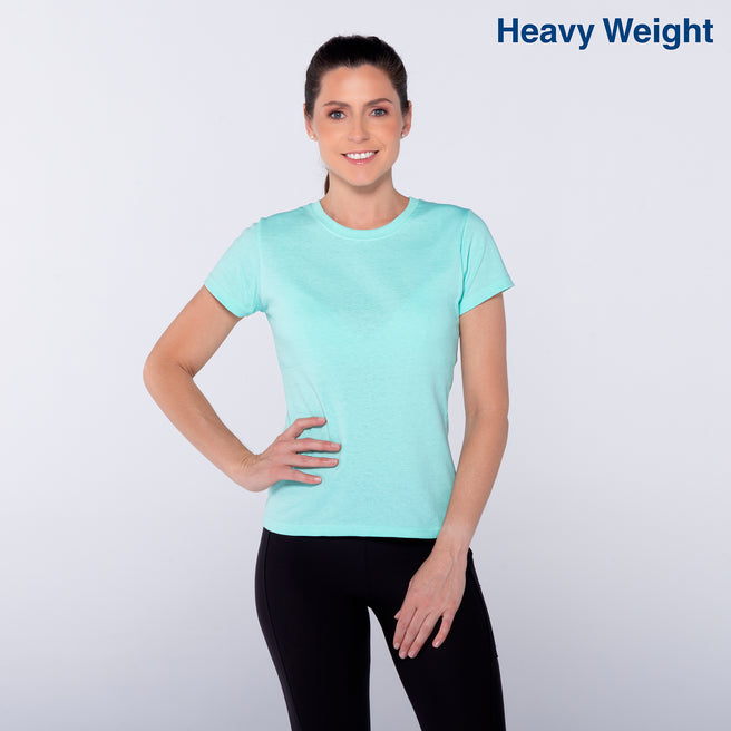 Women’s Heavy Weight Crew Neck Short Sleeve Silhouette T-Shirt (Aqua)