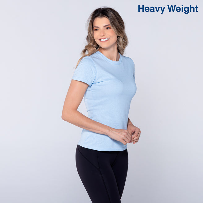 Women’s Heavy Weight Crew Neck Short Sleeve Silhouette T-Shirt (Powder Blue)