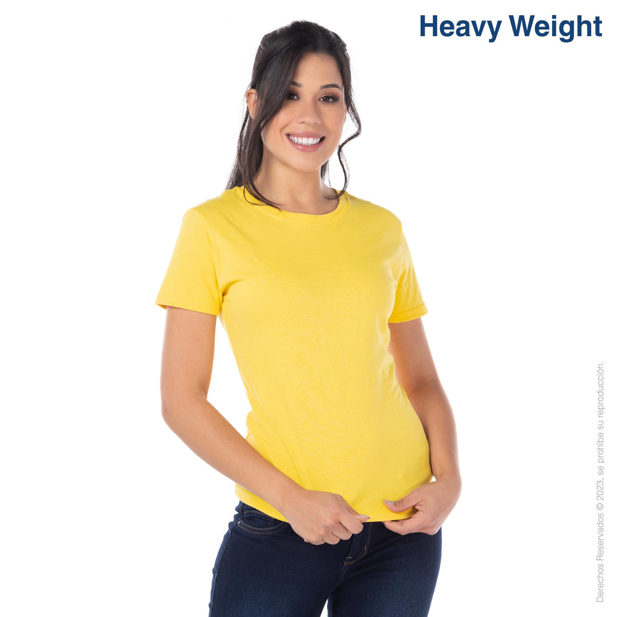 Women’s Heavy Weight Crew Neck Short Sleeve Silhouette T-Shirt (Bright ...