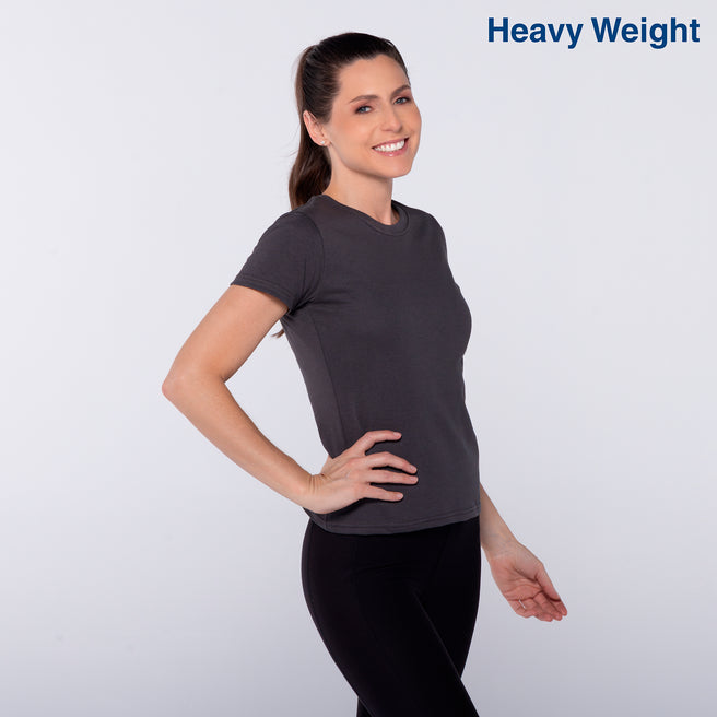 Women’s Heavy Weight Crew Neck Short Sleeve Silhouette T-Shirt (Charcoal)