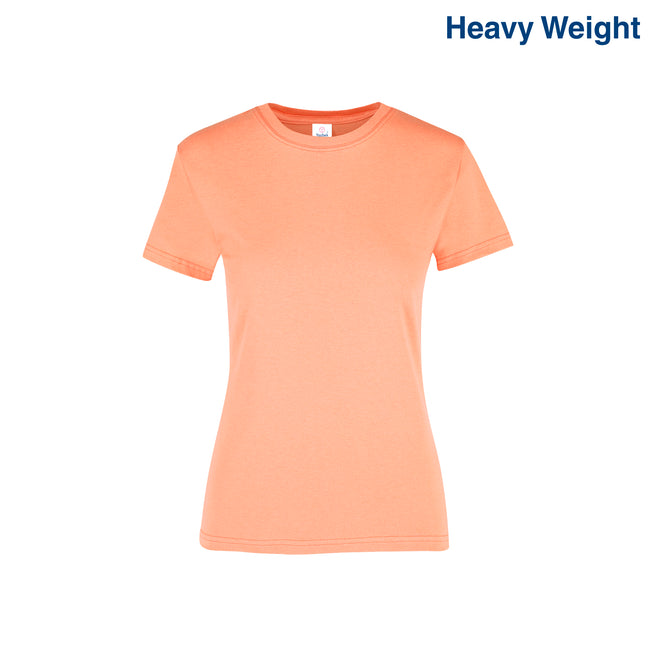 Women’s Heavy Weight Crew Neck Short Sleeve Silhouette T-Shirt (Coral)
