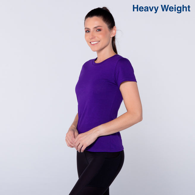 Women’s Heavy Weight Crew Neck Short Sleeve Silhouette T-Shirt (Purple)