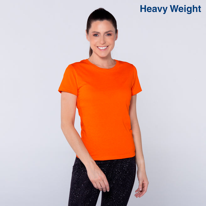 Women’s Heavy Weight Crew Neck Short Sleeve Silhouette T-Shirt (Orange)