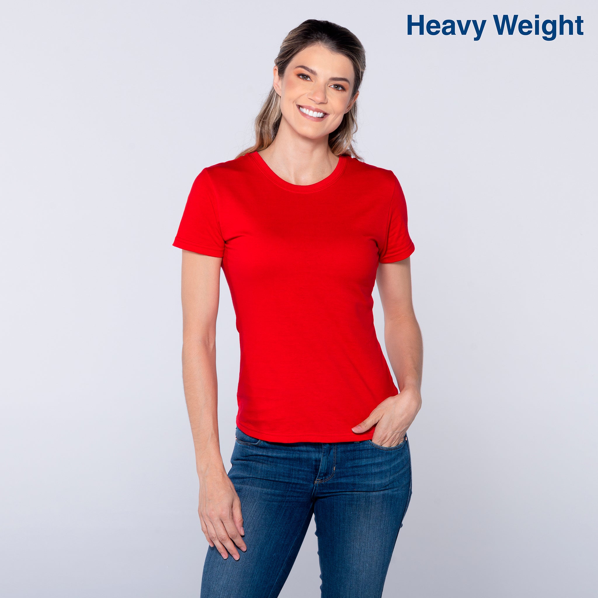 Yazbek Women s Heavy Weight Crew Neck Short Sleeve Silhouette T Shirt Red L Texas