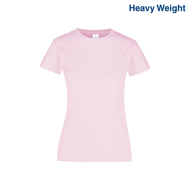 Women’s Heavy Weight Crew Neck Short Sleeve Silhouette T-Shirt (Light Pink)