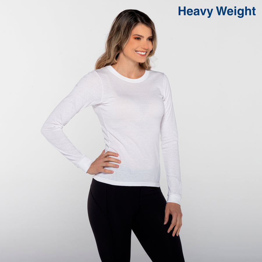 Women's Crew Neck Long Sleeve Silhouette T-Shirt (White) — Yazbek