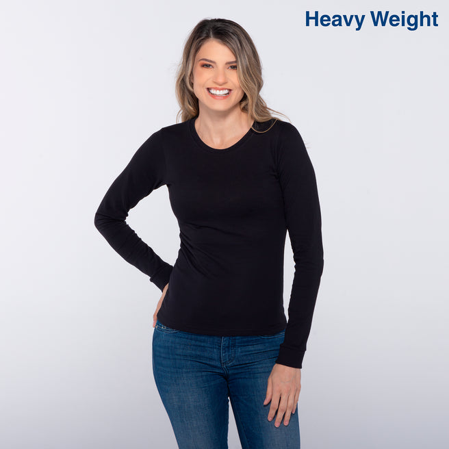 Women’s Crew Neck Long Sleeve Silhouette T-Shirt (Black)