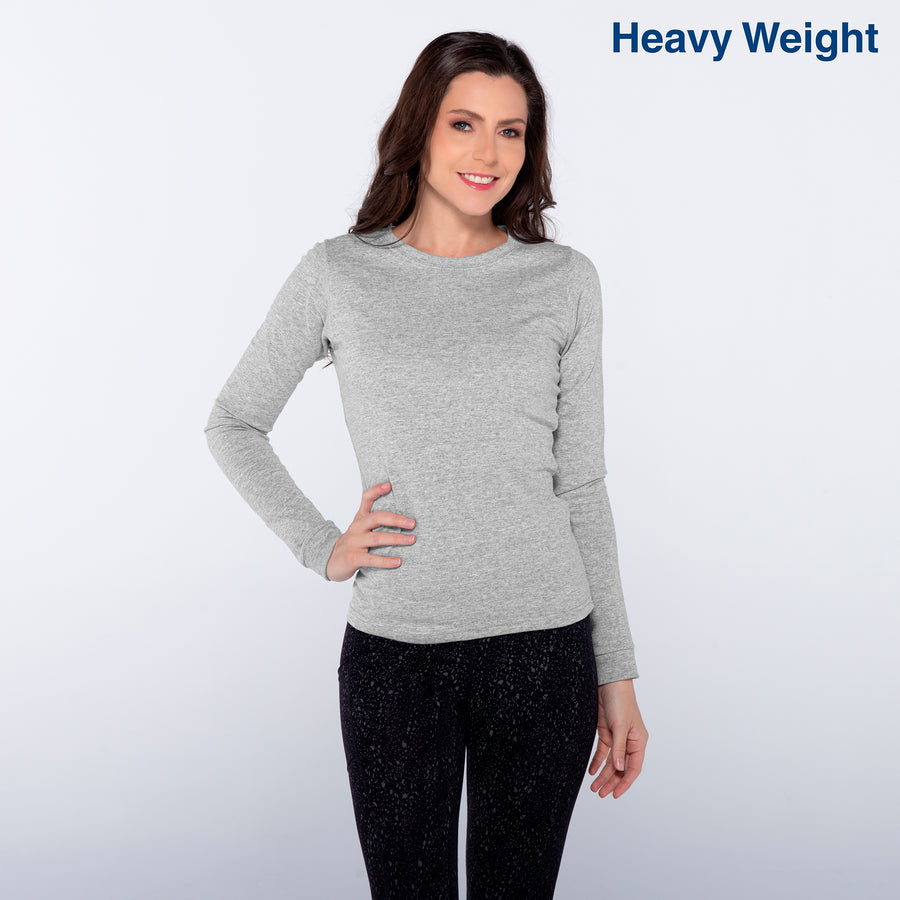 Women's Crew Neck Long Sleeve Silhouette T-Shirt (Heather Grey