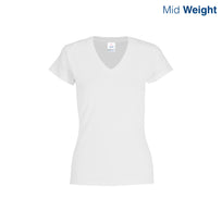 Women’s V-Neck Short Sleeve Silhouette T-Shirt (White)