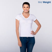 Women’s V-Neck Short Sleeve Silhouette T-Shirt (White)
