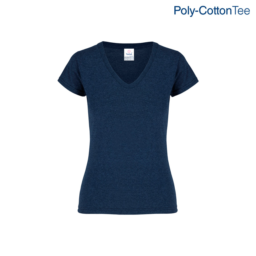 Women’s V-Neck Short Sleeve Silhouette T-Shirt (Heather Navy)