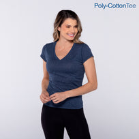 Women’s V-Neck Short Sleeve Silhouette T-Shirt (Heather Navy)