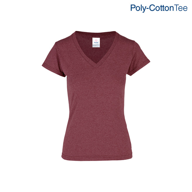 Women’s V-Neck Short Sleeve Silhouette T-Shirt ( Heather Maroon)