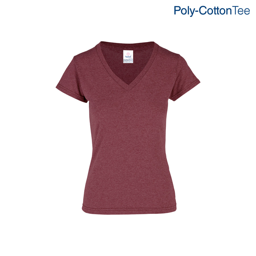 Women’s V-Neck Short Sleeve Silhouette T-Shirt ( Heather Maroon)