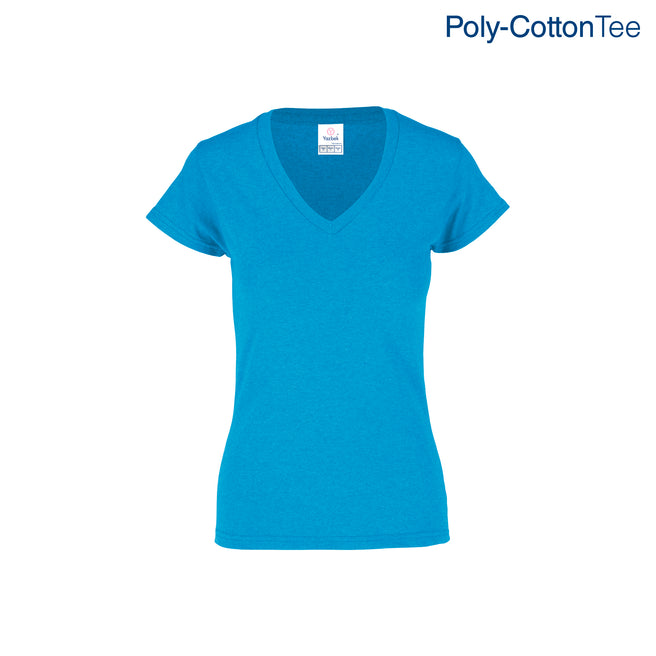 Women’s V-Neck Short Sleeve Silhouette T-Shirt (Heather Turquoise)