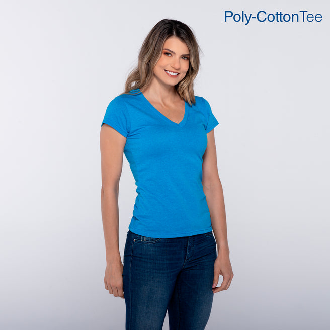 Women’s V-Neck Short Sleeve Silhouette T-Shirt (Heather Turquoise)