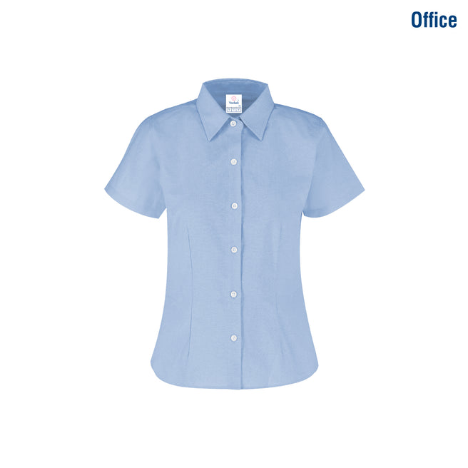 Women’s Short Sleeve Silhouette Oxford Shirt (Light Blue)