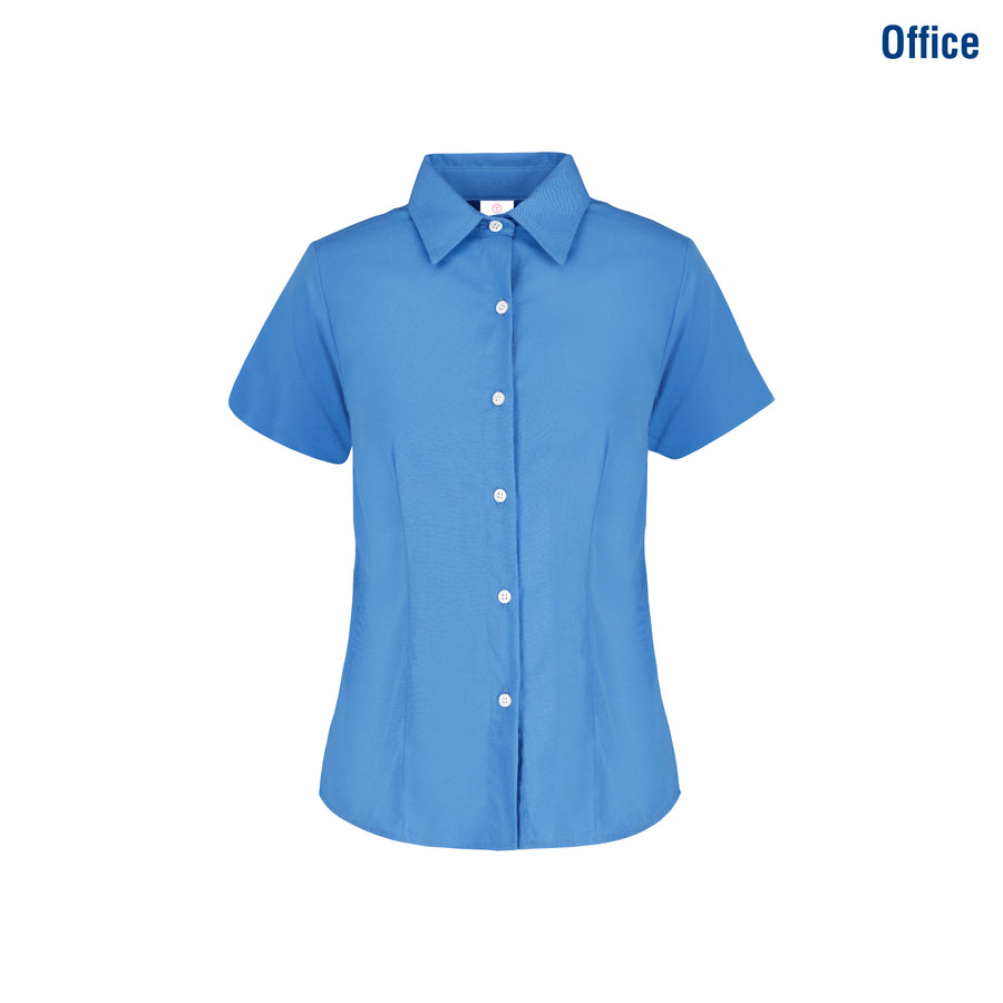 ladies blue dress shirt Women’s Short Sleeve Silhouette Twill Shirt (French blue) S / Florida
