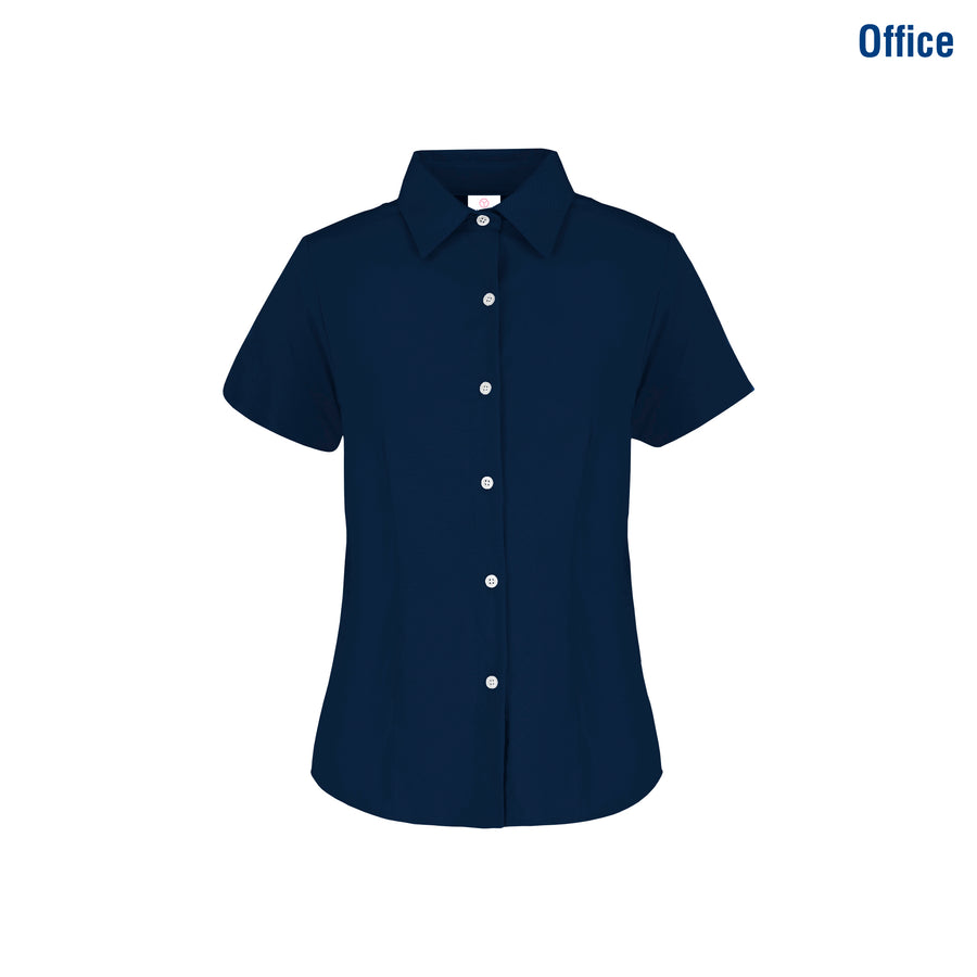 Women’s Short Sleeve Silhouette Twill Shirt (Navy)