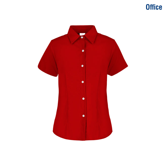 Women’s Short Sleeve Silhouette Twill Shirt (Red)