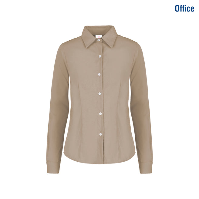 Women’s Long Sleeve Silhouette Twill Shirt (Beige)