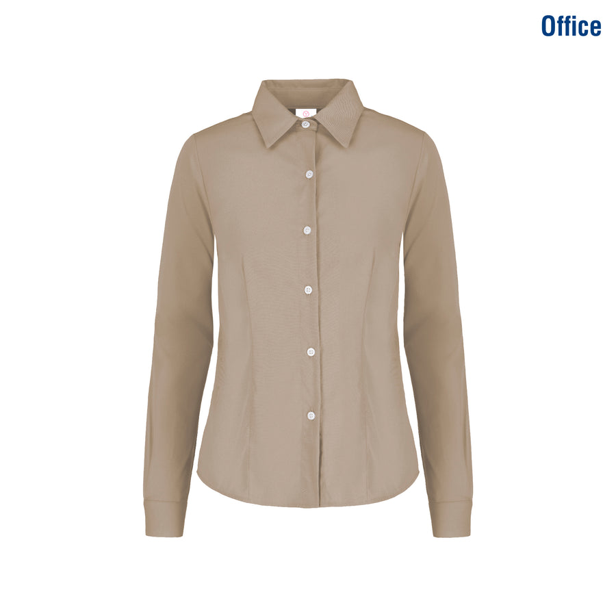 Women’s Long Sleeve Silhouette Twill Shirt (Beige)