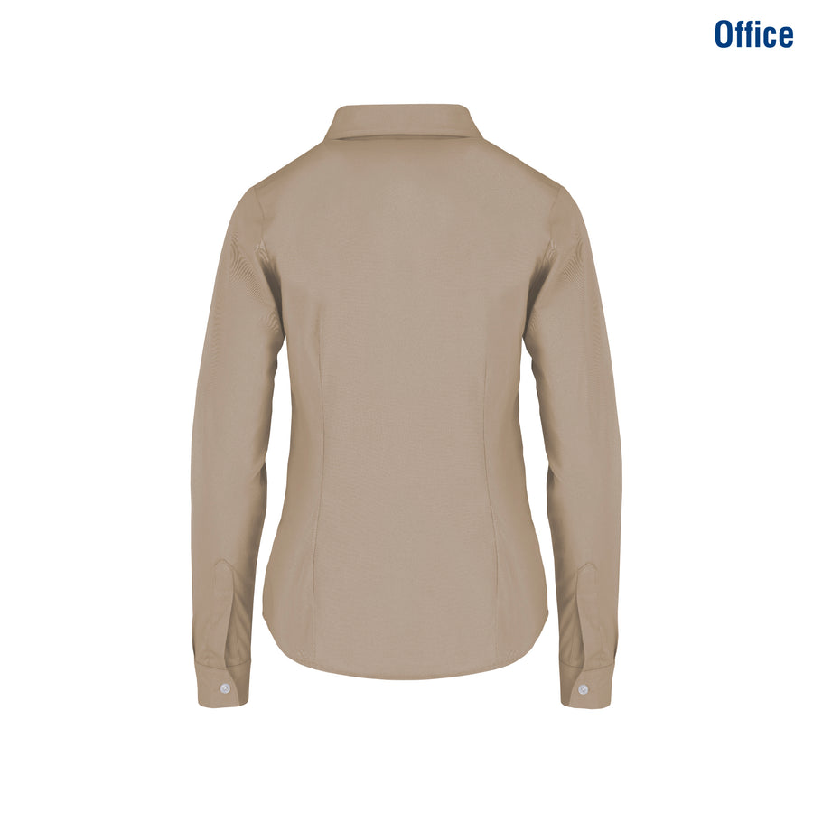 Women’s Long Sleeve Silhouette Twill Shirt (Beige)