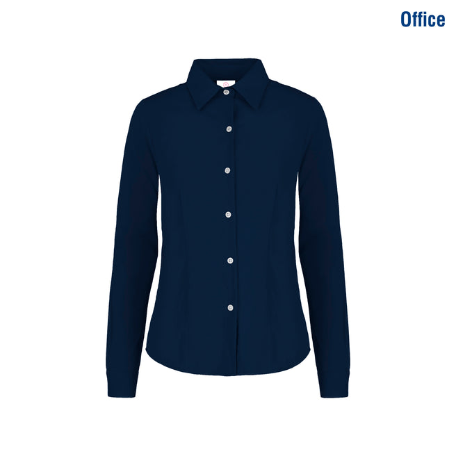 Women’s Long Sleeve Silhouette Twill Shirt (Navy)