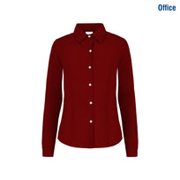 Women’s Long Sleeve Silhouette Twill Shirt (Burgundy)