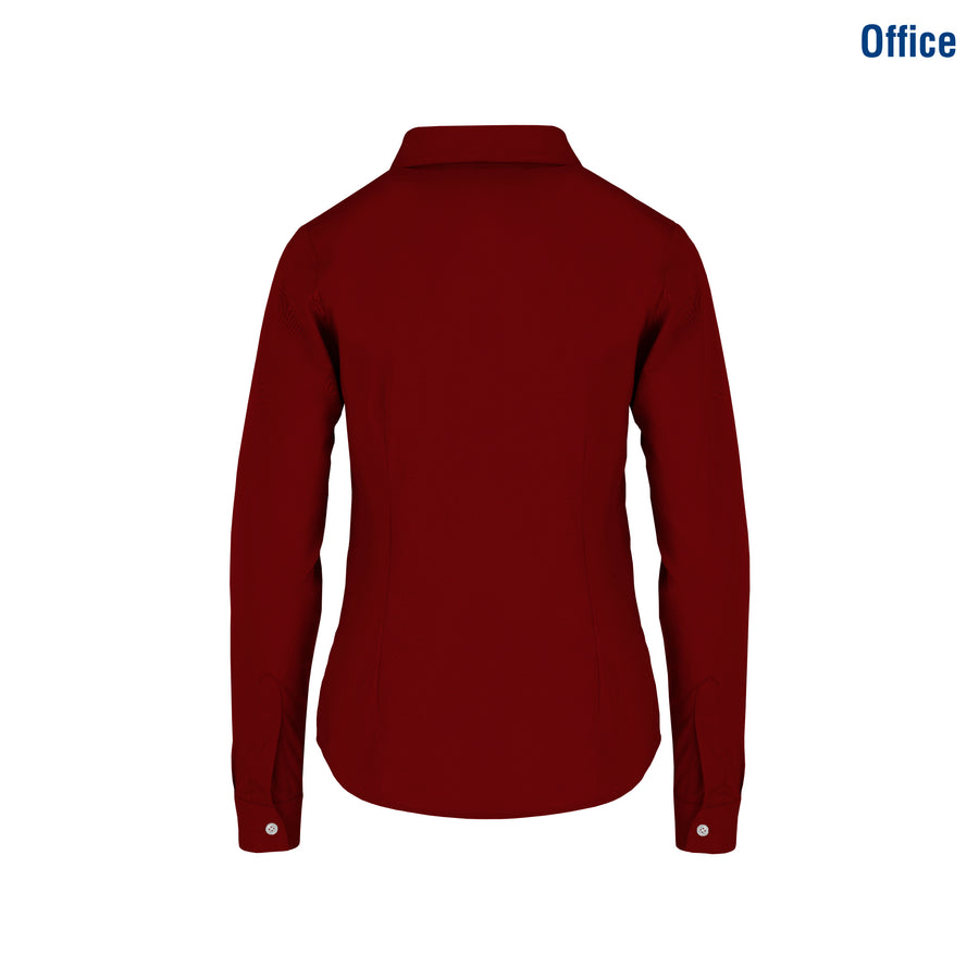 Women’s Long Sleeve Silhouette Twill Shirt (Burgundy)
