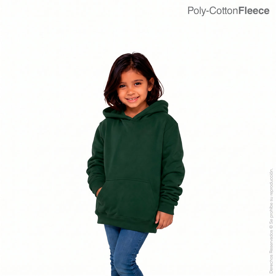 Kid's Unisex Hooded Sweatshirt With Kangaroo Pocket (Forest Green)