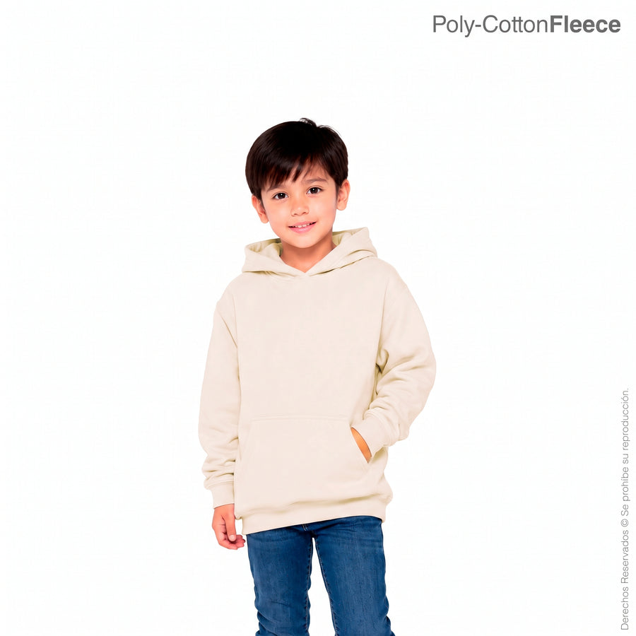 Kid's Unisex Hooded Sweatshirt With Kangaroo Pocket (Sand)