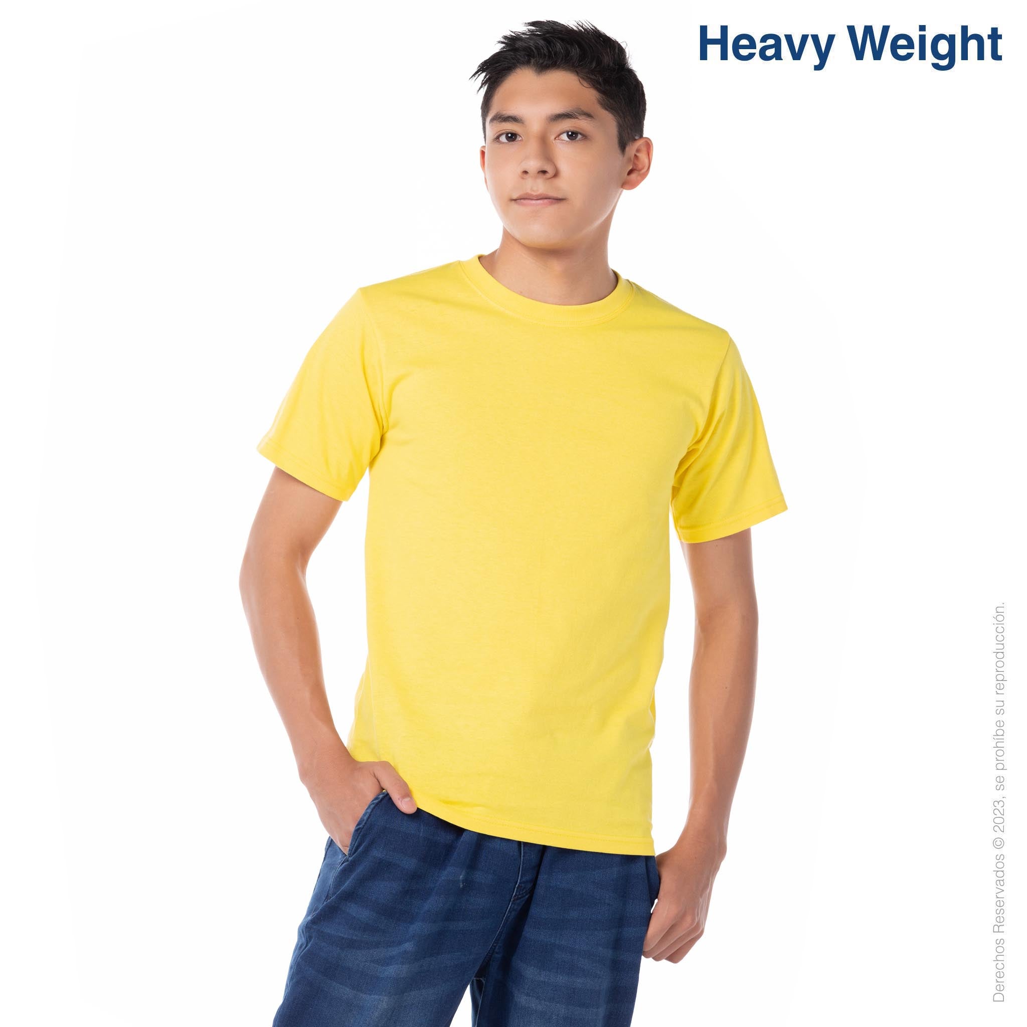 Strong Strong Strong Crew Neck T-shirt Heather-Aqua with Yellow Ink T-shirt