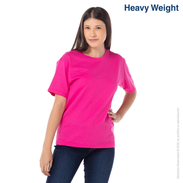 Youth's Heavy Weight Crew Neck Short Sleeve T-Shirt (Fuchsia 