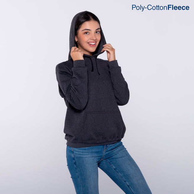 Youth’s Unisex Hooded Sweatshirt With Kangaroo Pocket (New Intense Heather Black)