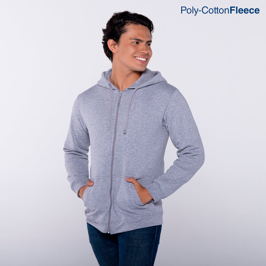 Youth’s Unisex Full Zip Hooded Sweatshirt With Kangaroo Pocket (Heather Grey)
