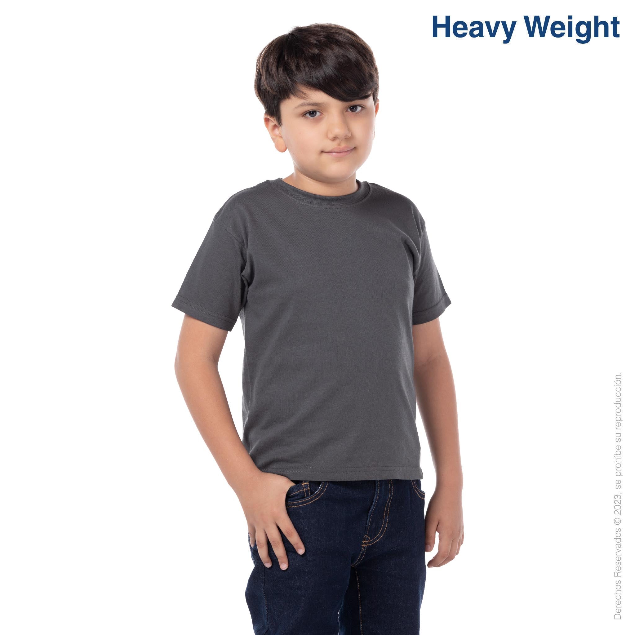 Kid\'s Unisex Heavy (Charcoal) Yazbek USA Crew Neck T-Shirt Mint Sleeve Weight – Short