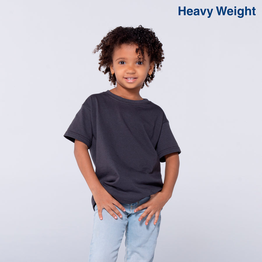 Kid’s Unisex Heavy Weight Crew Neck Short Sleeve T-Shirt (Charcoal)