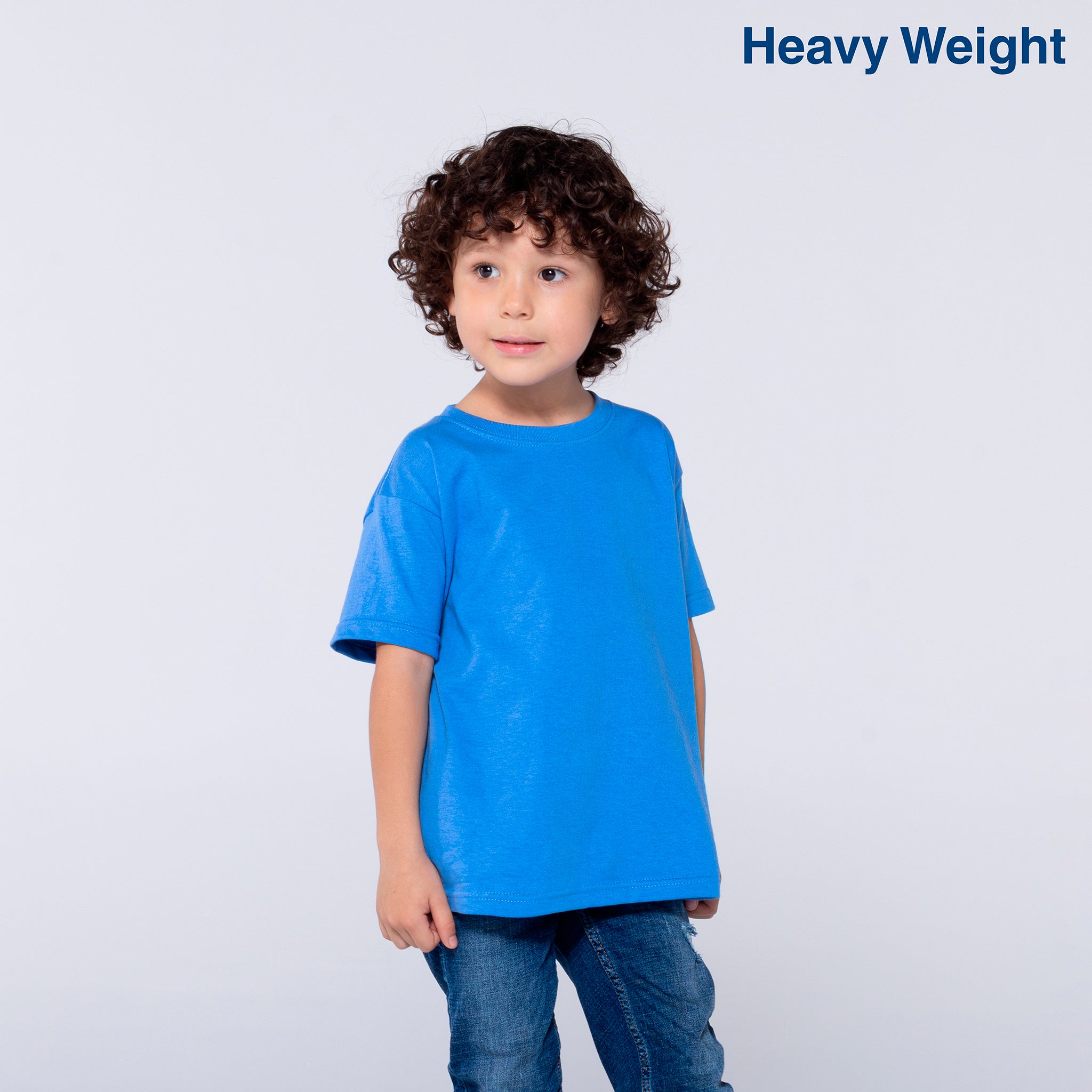 Kid's Unisex Heavy Weight Crew Neck Short Sleeve T-Shirt (Sky Blue