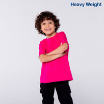 Kid’s Unisex Heavy Weight Crew Neck Short Sleeve T-Shirt (Fuchsia)