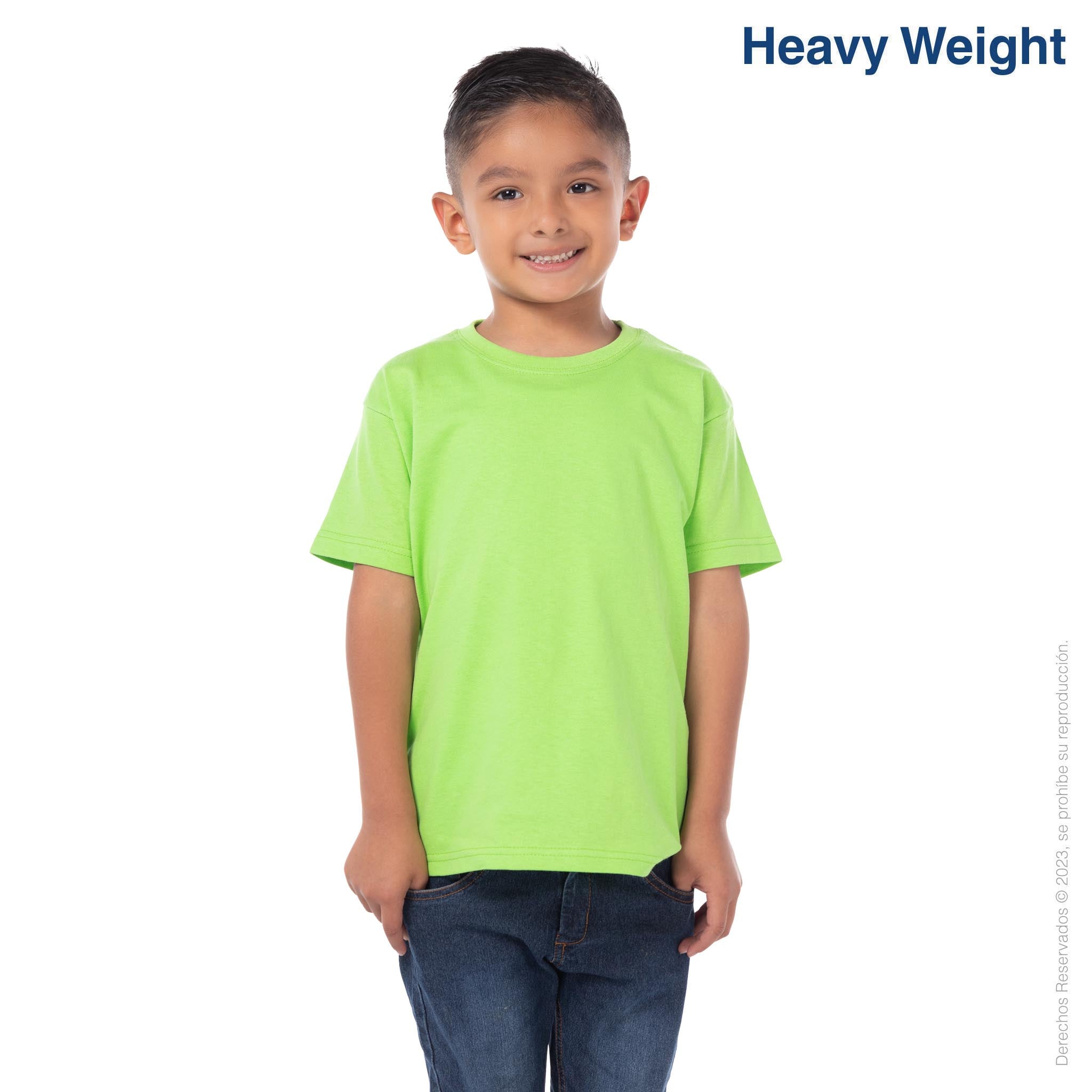 Kid's Unisex Heavy Weight Crew Neck Short Sleeve T-Shirt (Lime 