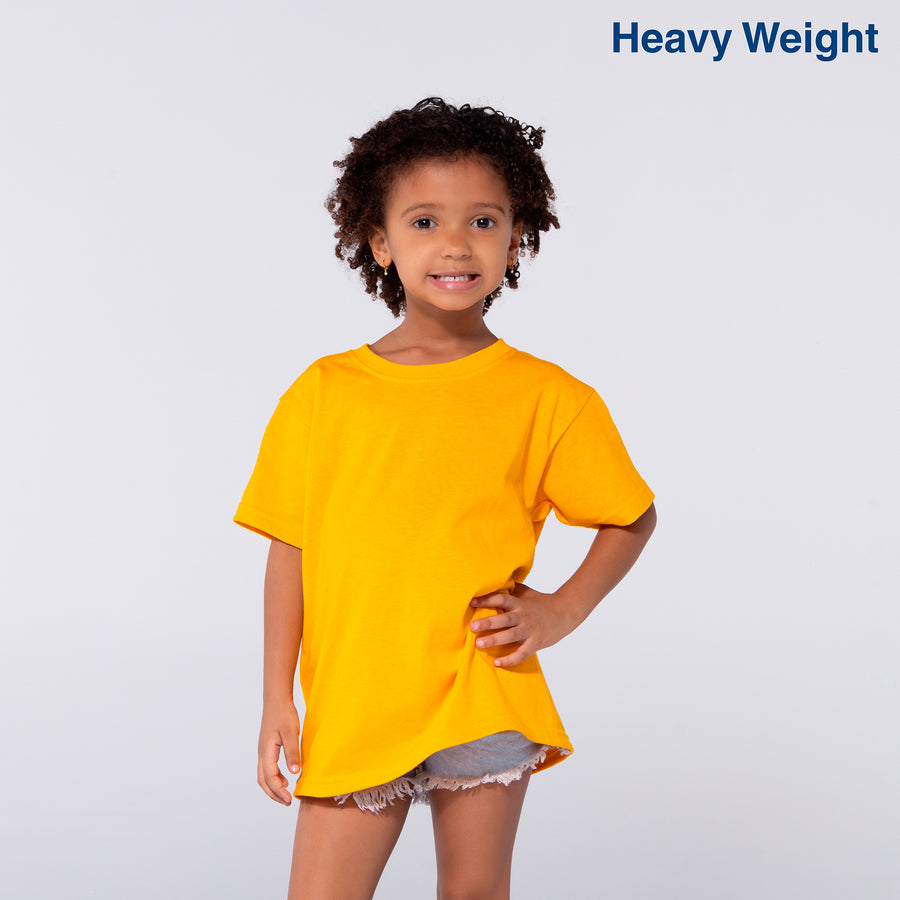 Kid’s Unisex Heavy Weight Crew Neck Short Sleeve T-Shirt (Mango)