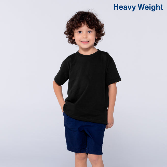 Kid’s Unisex Heavy Weight Crew Neck Short Sleeve T-Shirt (Black)