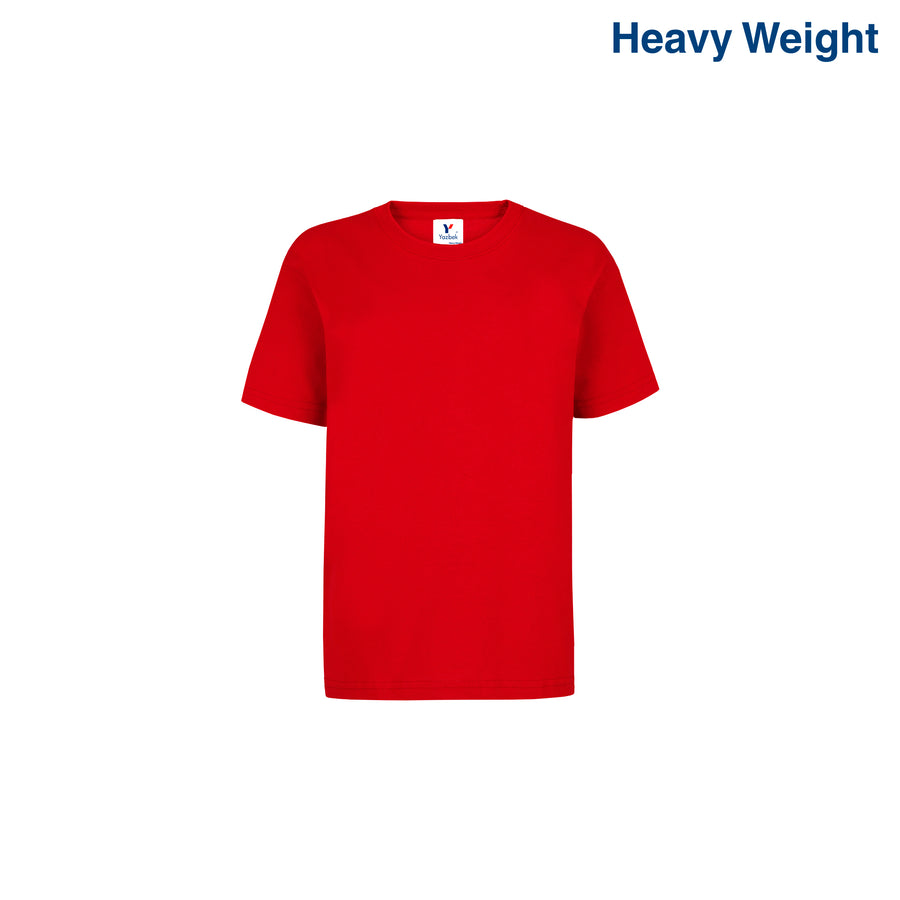 Kid’s Unisex Heavy Weight Crew Neck Short Sleeve T-Shirt (Red)
