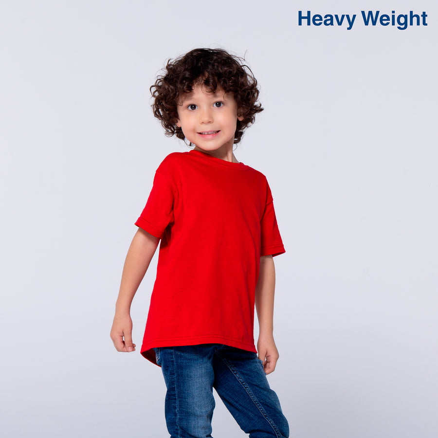 Kid’s Unisex Heavy Weight Crew Neck Short Sleeve T-Shirt (Red)