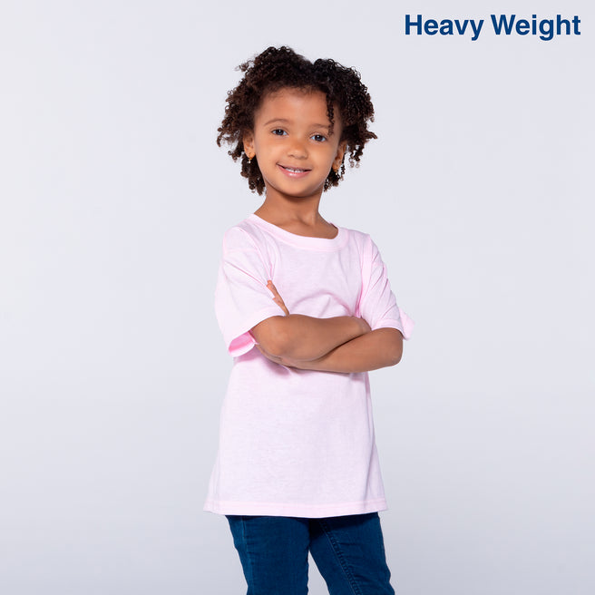 Kid’s Unisex Heavy Weight Crew Neck Short Sleeve T-Shirt (Light Pink)