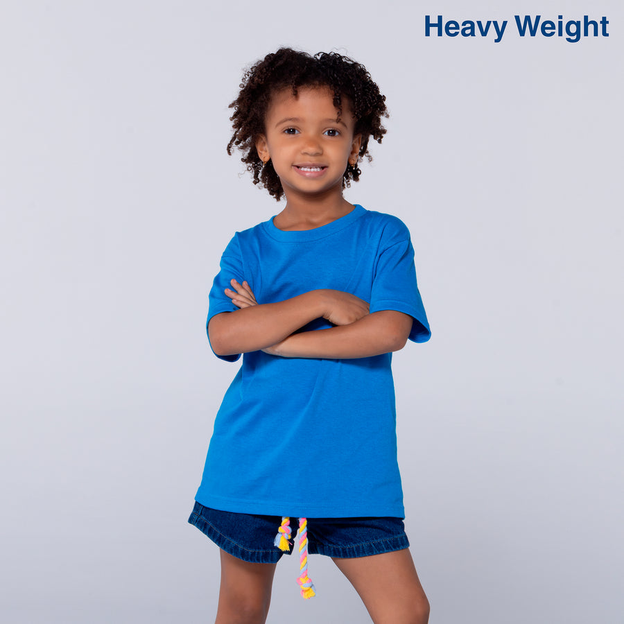 Kid’s Unisex Heavy Weight Crew Neck Short Sleeve T-Shirt (Turquoise)