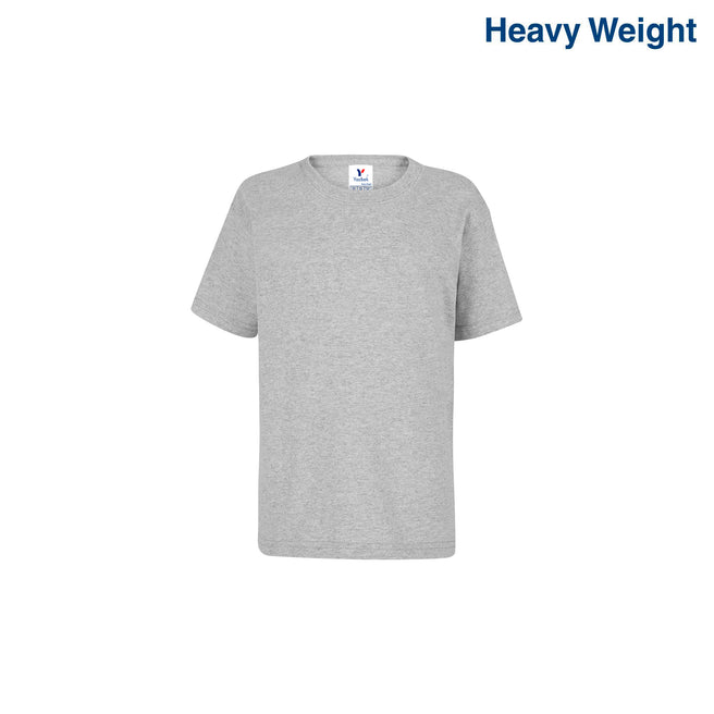 Kid’s Unisex Heavy Weight Crew Neck Short Sleeve T-Shirt (Heather Grey)